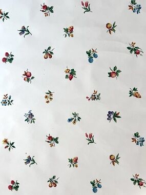 Vintage Wallpaper Remnant Brunschwig & Fils Handprint FRUITIER Floral Botanical